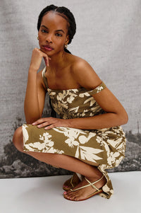 Damarias Dress - Olive Tropic