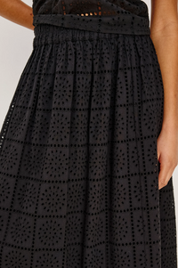 Dax Skirt - Black Grid Embroidery