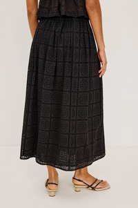 Dax Skirt - Black Grid Embroidery