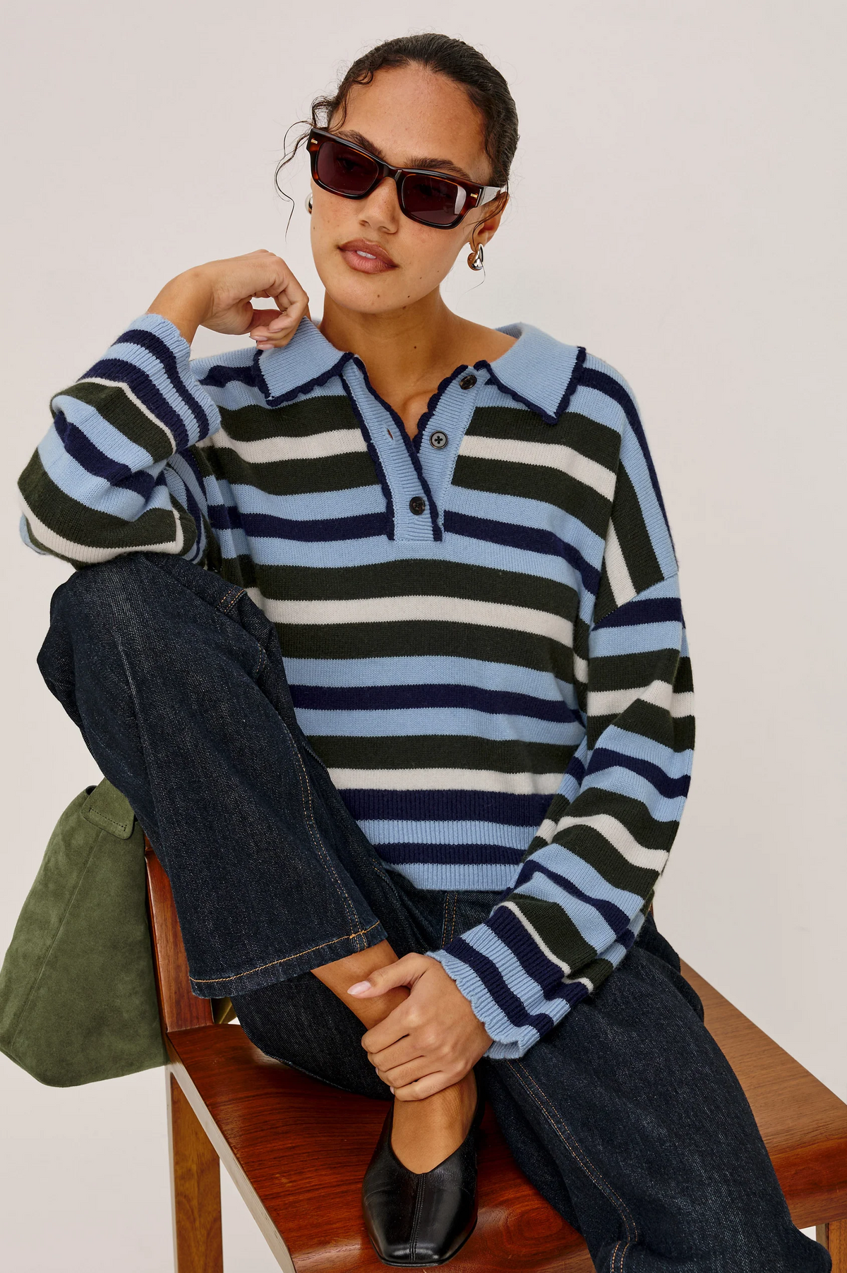 Delora Sweater - Sky Forest Stripe