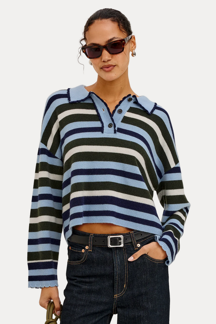 Delora Sweater - Sky Forest Stripe