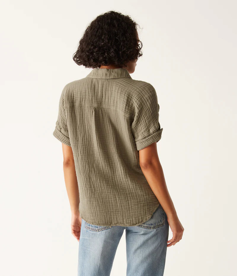 Gigi Gauze Popover Top - Olive