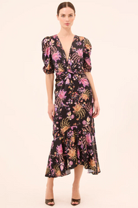 Rosalie Dress - Dusted Cluster Satin