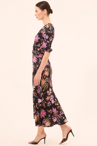 Rosalie Dress - Dusted Cluster Satin