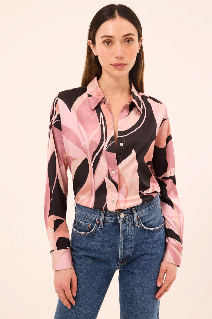 Celine Top - Moody Abstract Flora Satin