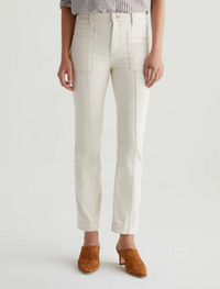 Lila Mid Rise Utility Straight - White Oat