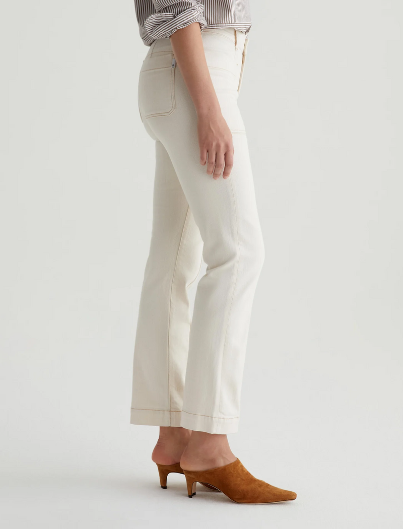 Lila Mid Rise Utility Straight - White Oat