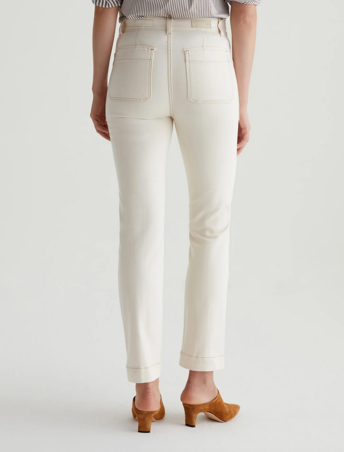 Lila Mid Rise Utility Straight - White Oat