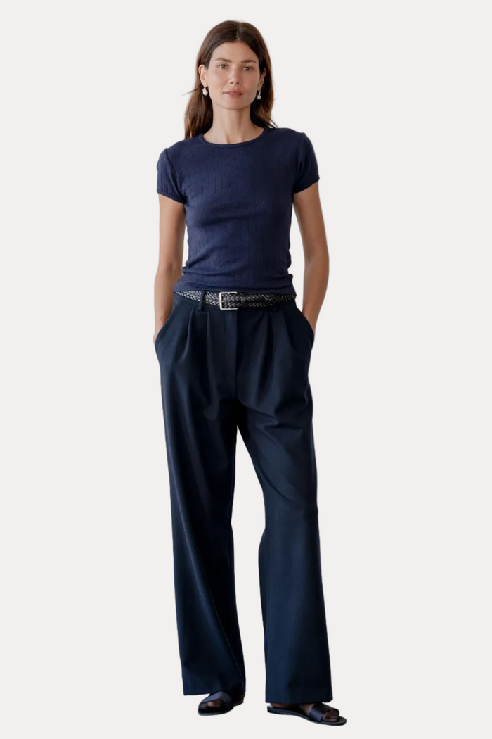 The Pointelle Baby Tee - Navy