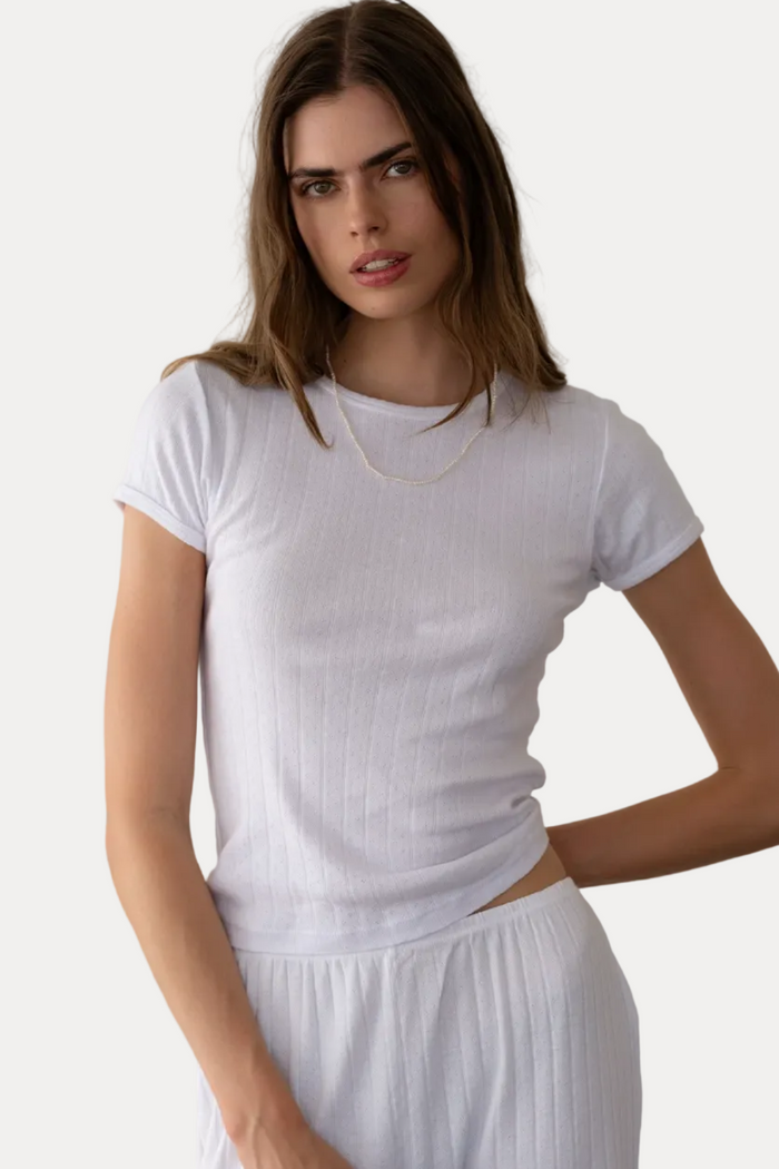 The Pointelle Baby Tee - Powder