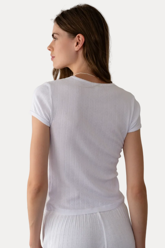The Pointelle Baby Tee - Powder