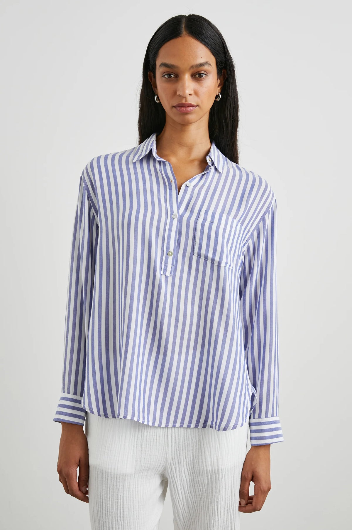 Elle Shirt - Blue White Stripe