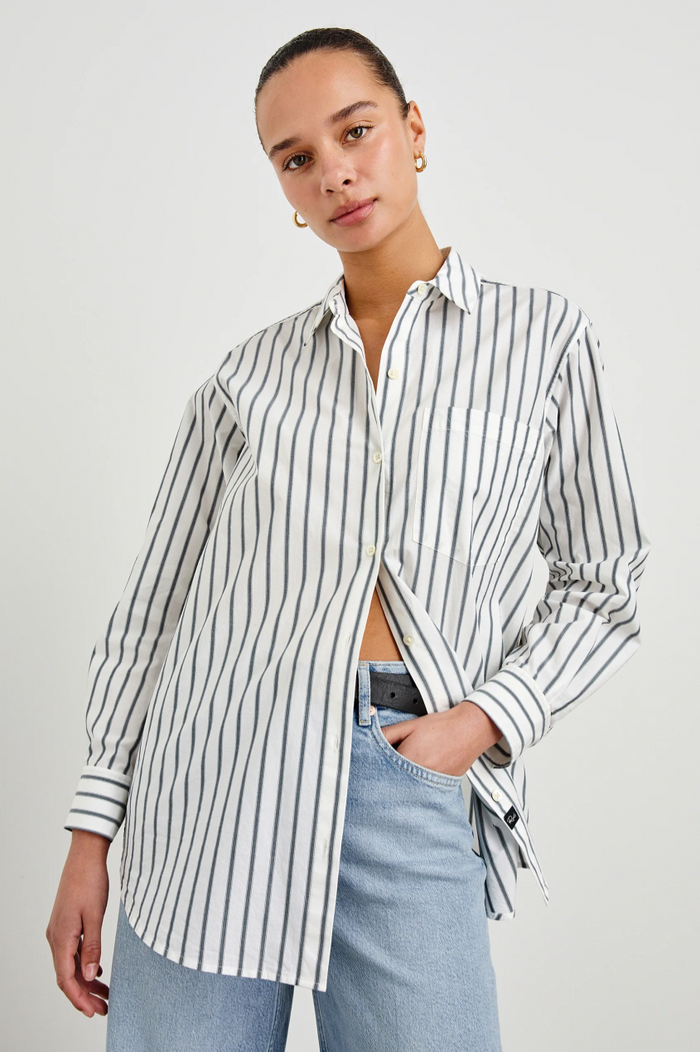 Elsa Shirt - Chalk Slate Stripe
