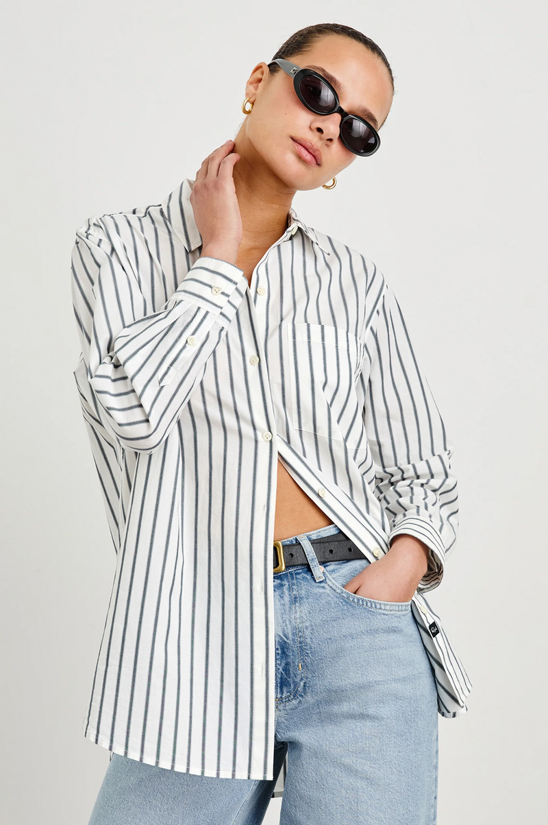 Elsa Shirt - Chalk Slate Stripe