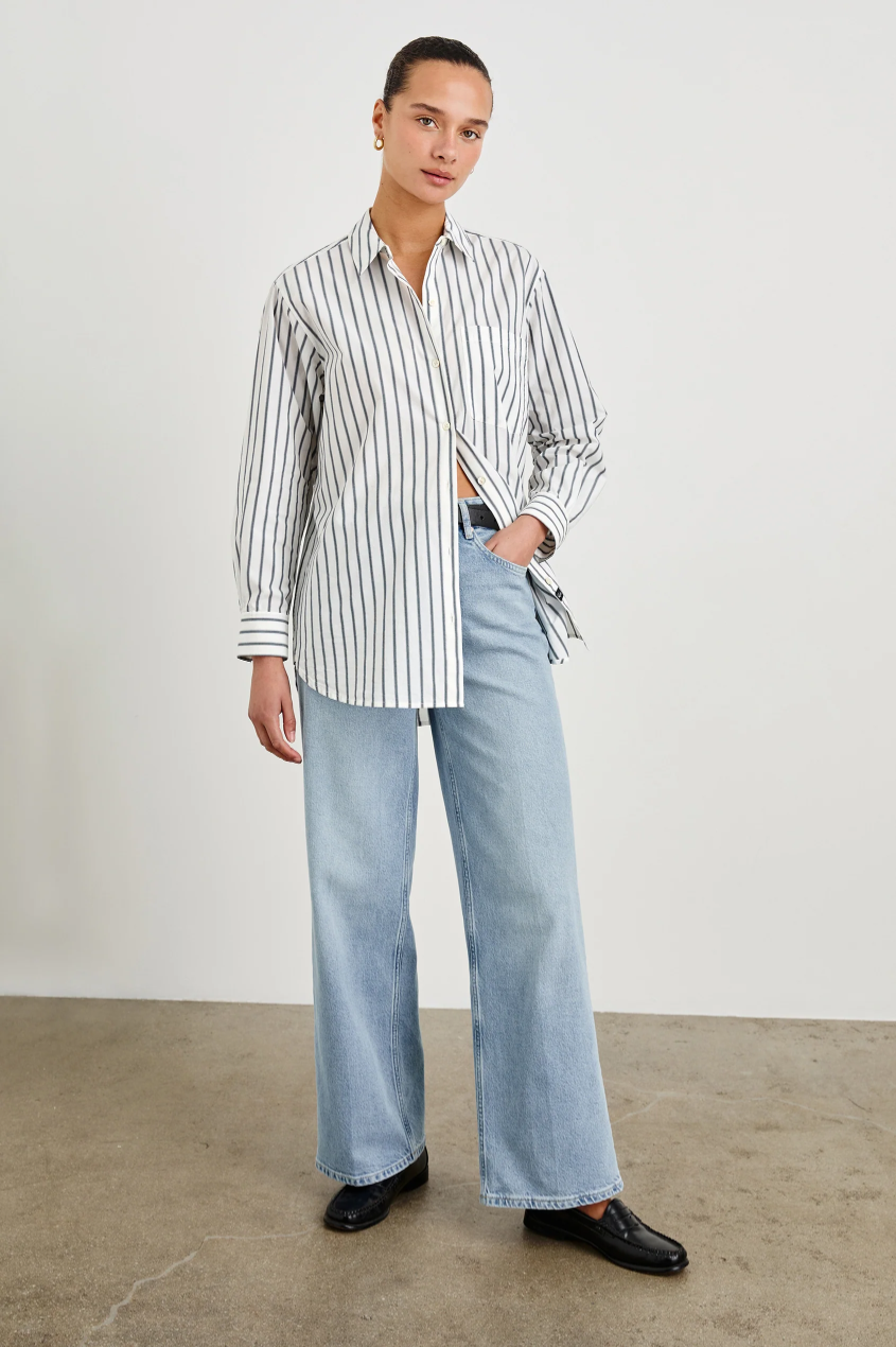 Elsa Shirt - Chalk Slate Stripe