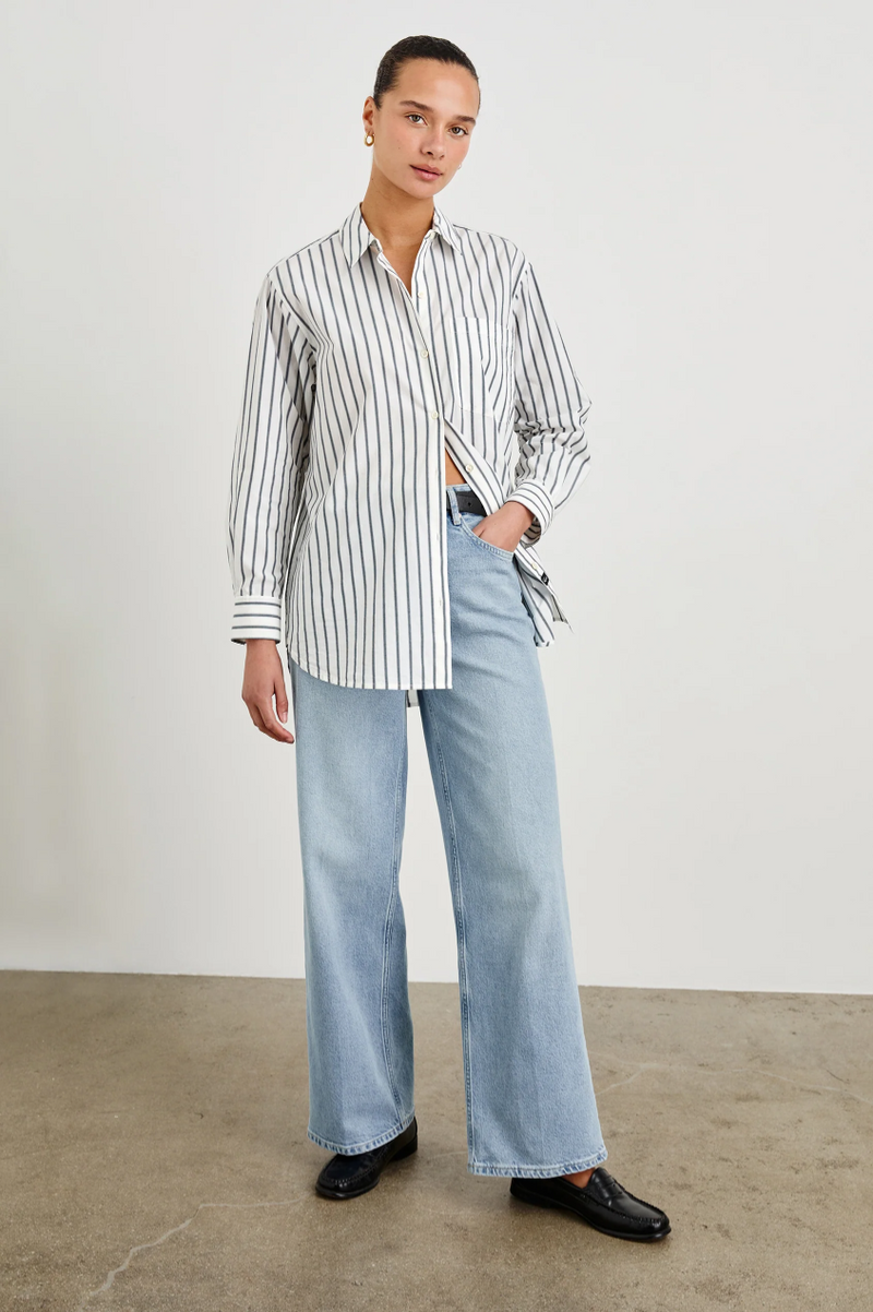 Elsa Shirt - Chalk Slate Stripe
