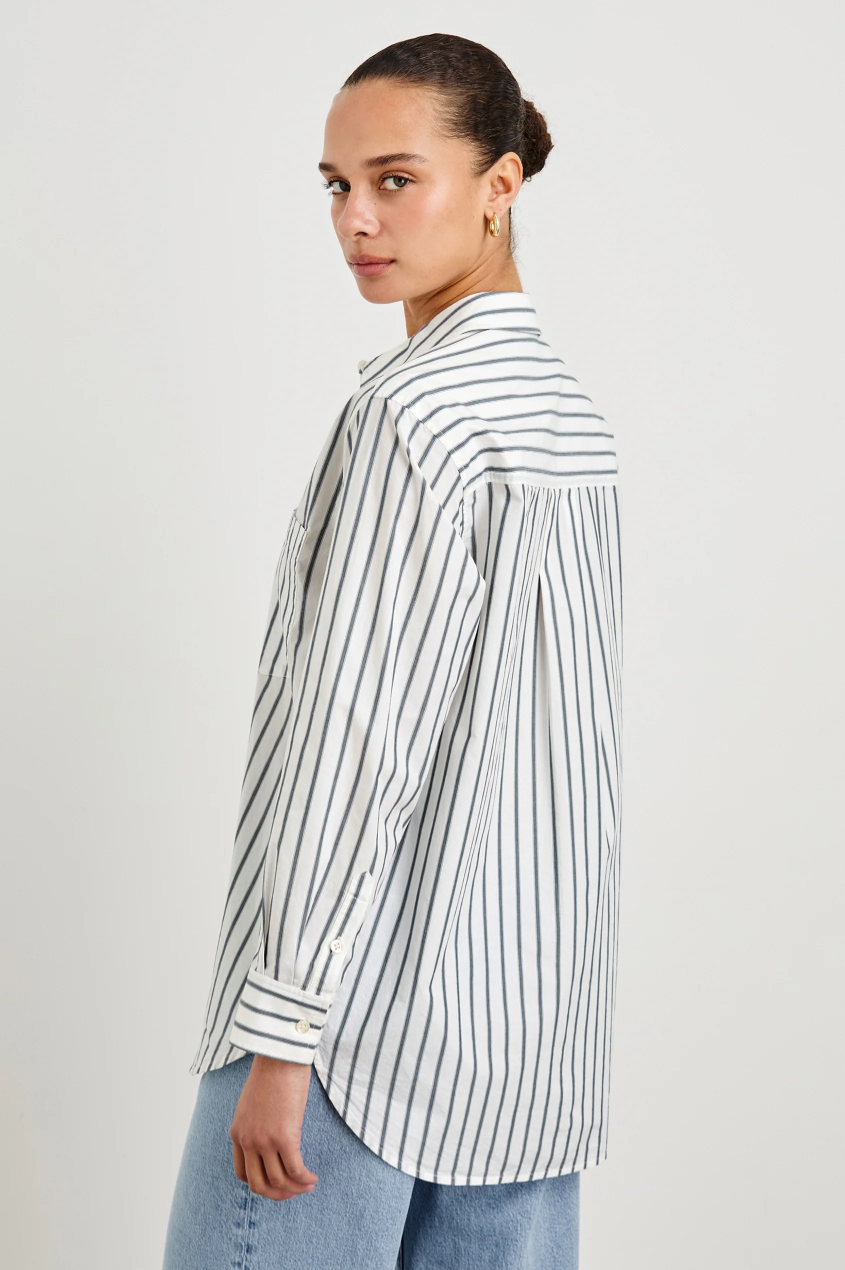 Elsa Shirt - Chalk Slate Stripe