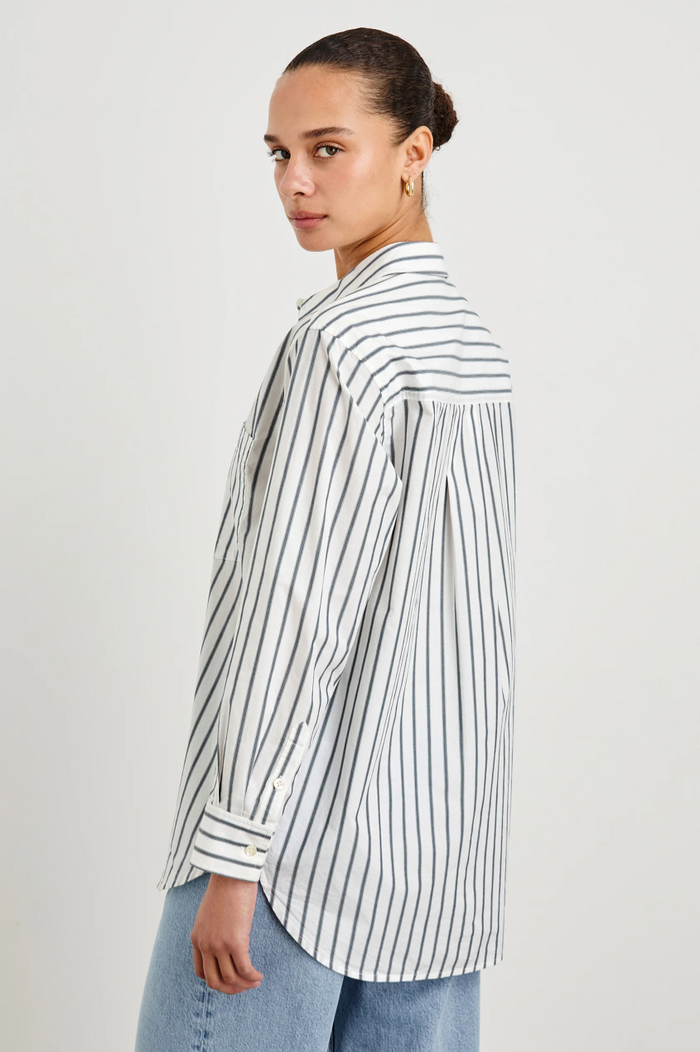 Elsa Shirt - Chalk Slate Stripe