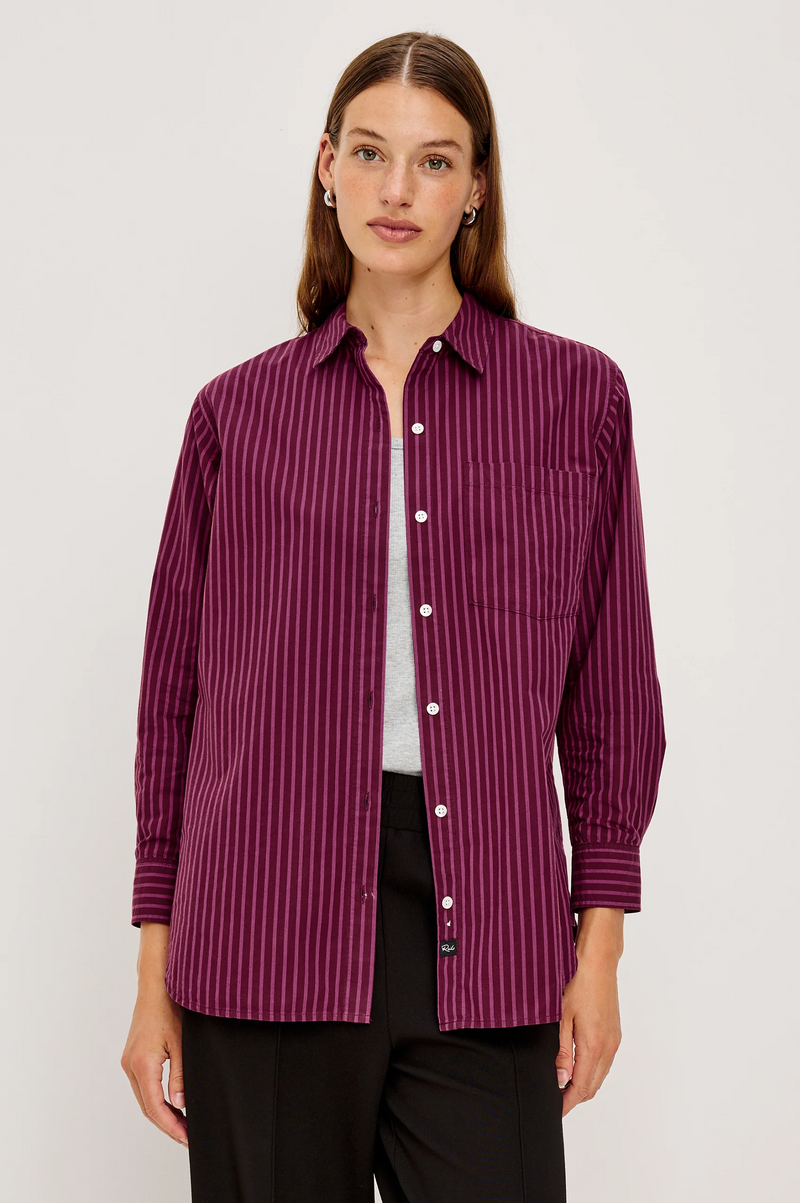 Elsa Shirt - Mulberry Stripe