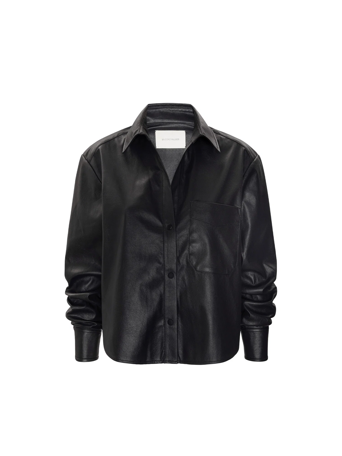 Everyday Cropped Denim Vegan Leather Shirt - Black Onyx