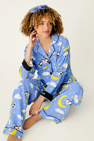 Cows Jumping Over The Moon Flannel PJ Set - Peri