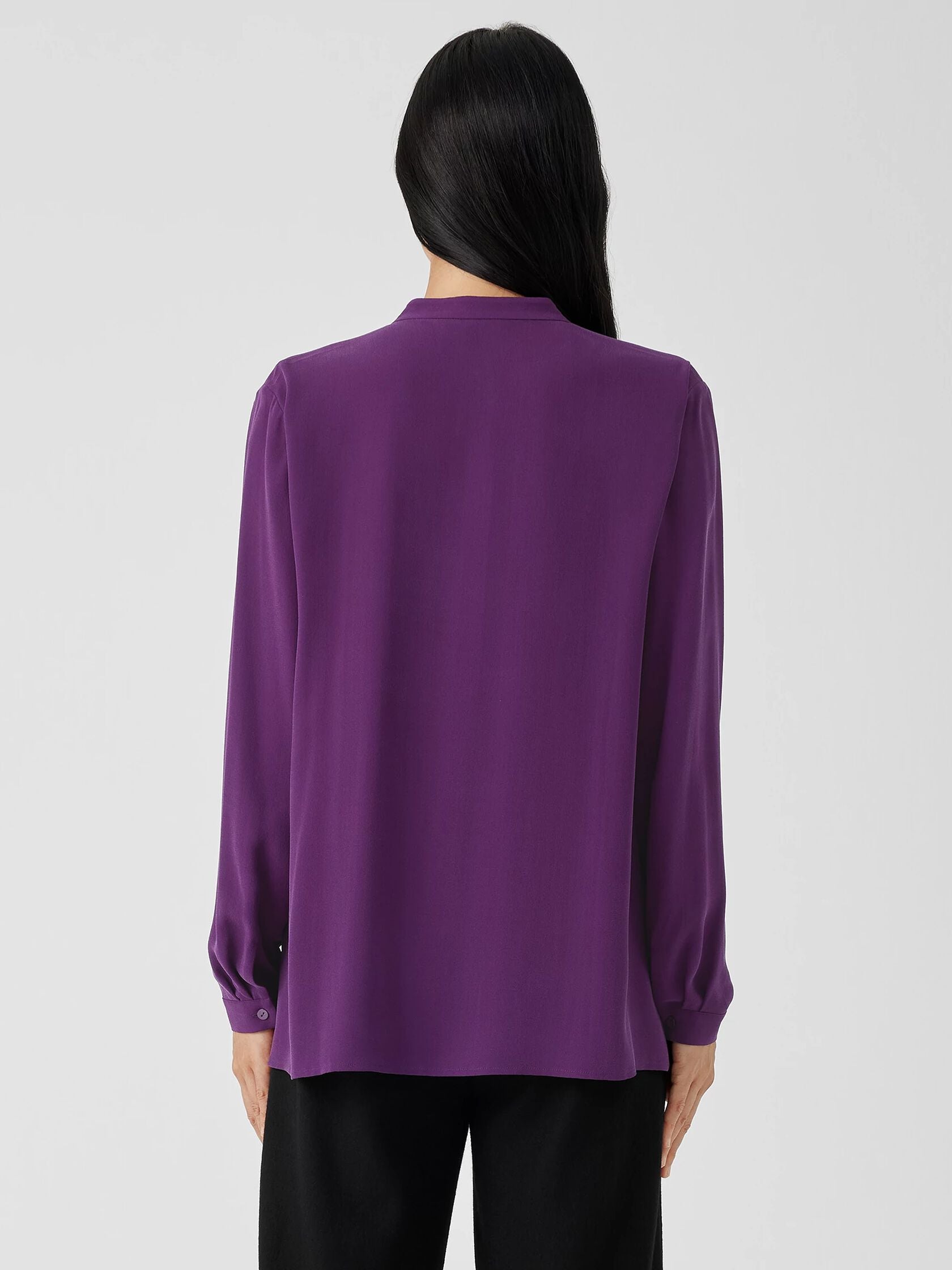 NWT Eileen Fisher Mandarin-Collar Button-Front Shirt hotsell