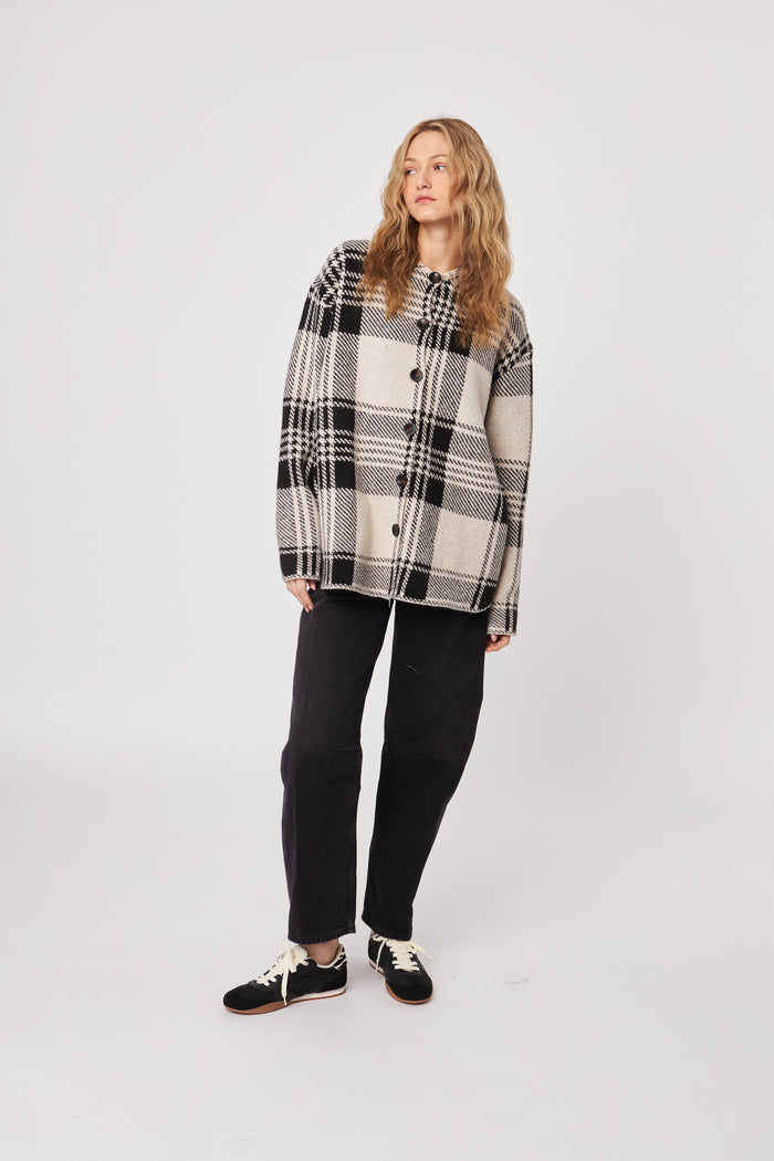 Woodley Cardigan - Timber Check
