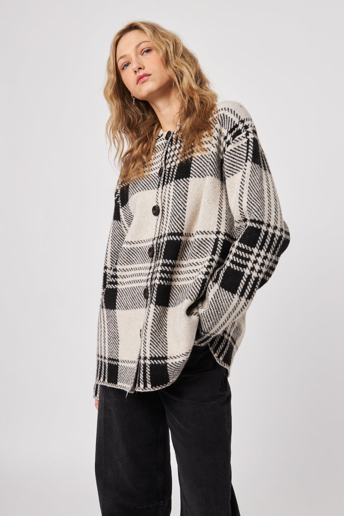 Woodley Cardigan - Timber Check