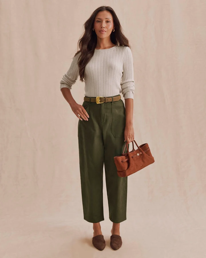 Georgie Pointelle Sweater - Pale Oak Heather