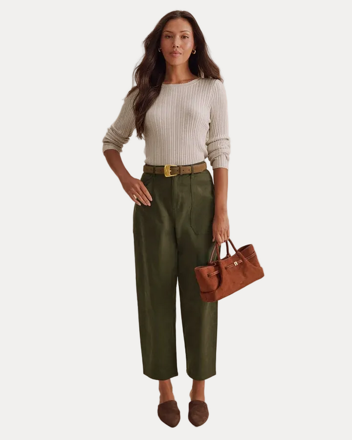 Georgie Pointelle Sweater - Pale Oak Heather