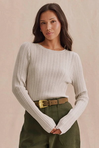Georgie Pointelle Sweater - Pale Oak Heather