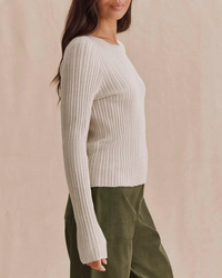 Georgie Pointelle Sweater - Pale Oak Heather