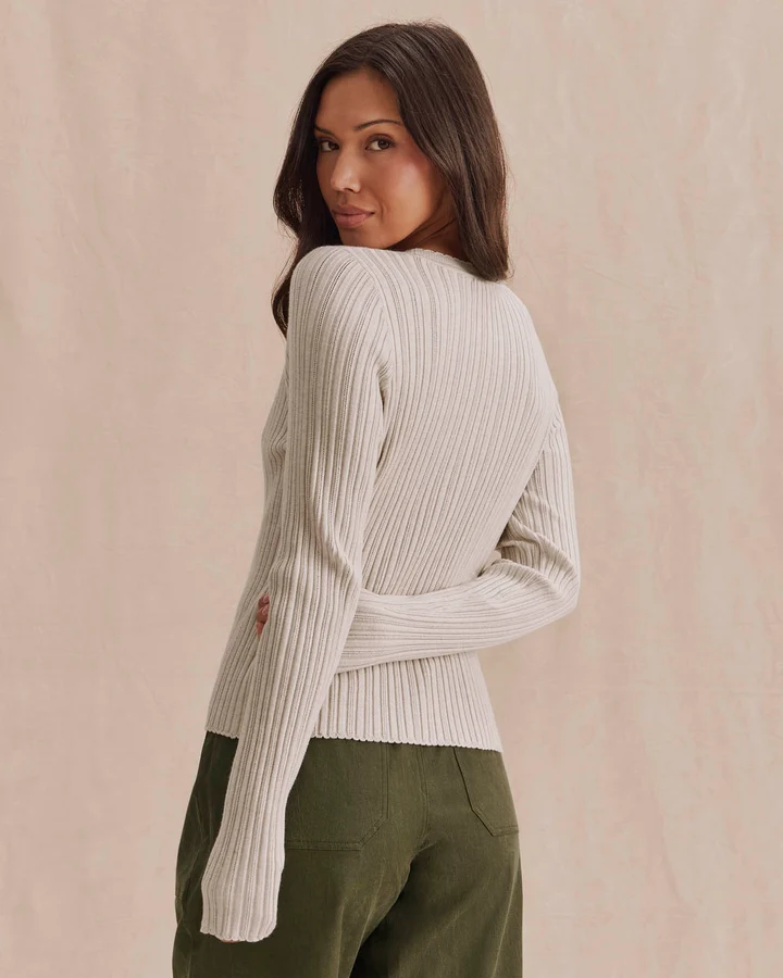 Georgie Pointelle Sweater - Pale Oak Heather