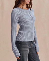 Georgie Pointelle Sweater - Blue Mist