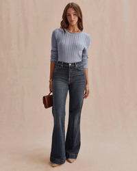 Georgie Pointelle Sweater - Blue Mist