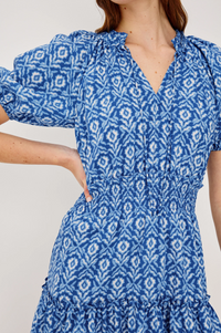 Fiorella Dress - Blue Ikat