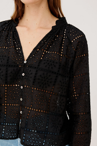 Francine Top - Black Grid Embroidery