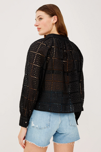 Francine Top - Black Grid Embroidery