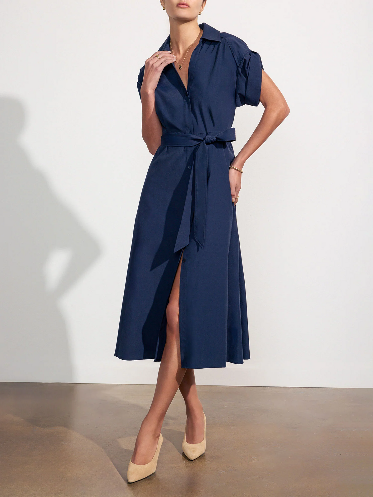 Fia Belted Dress - Navy