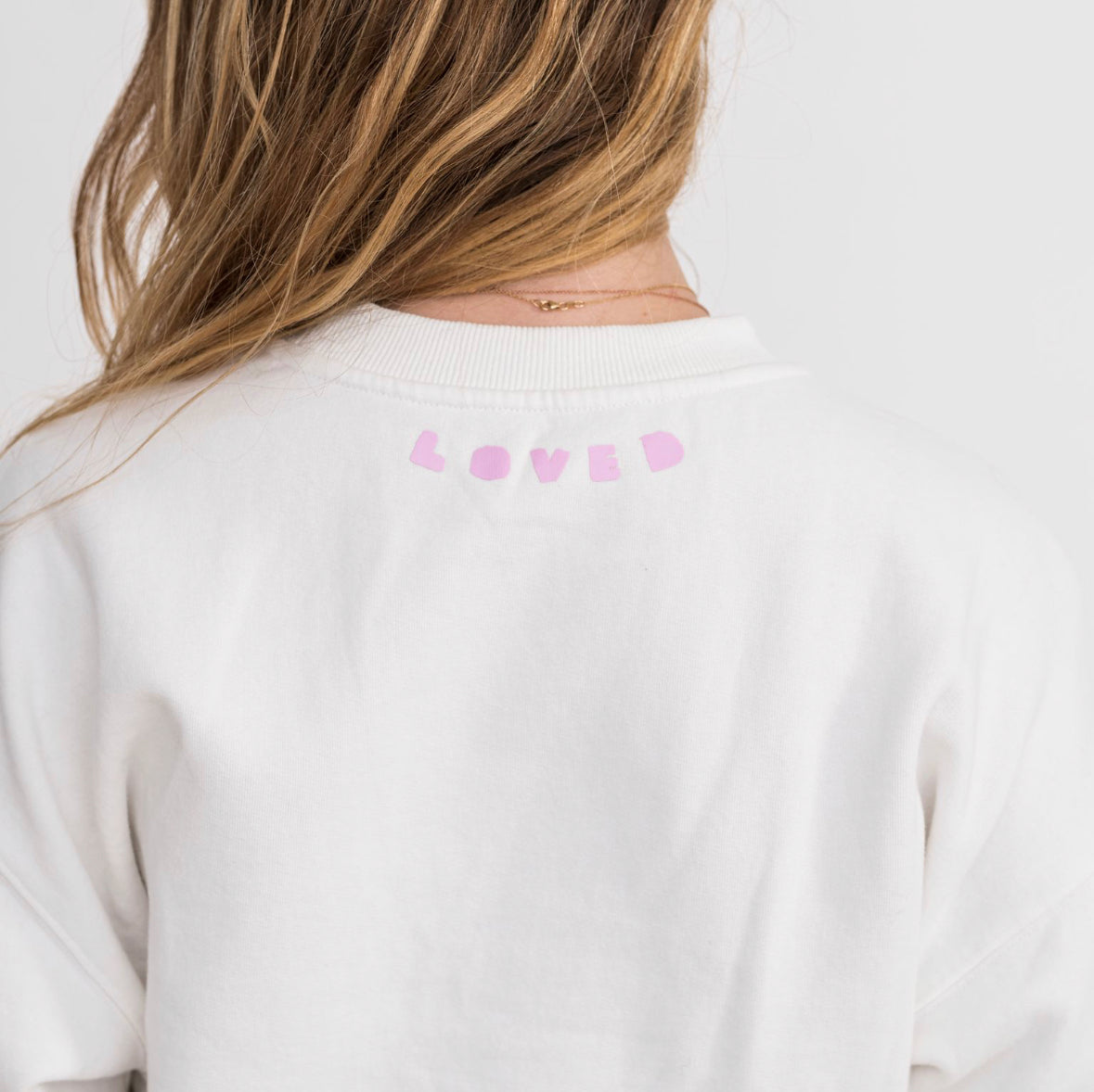 Boyfriend Sweatshirt - Heart Patchwork - Cloud White