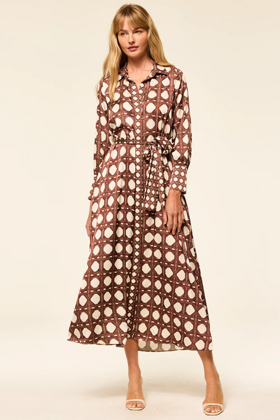 Herminia Dress - Chocolate Rattan Tile Mix - Misa LA – Twist
