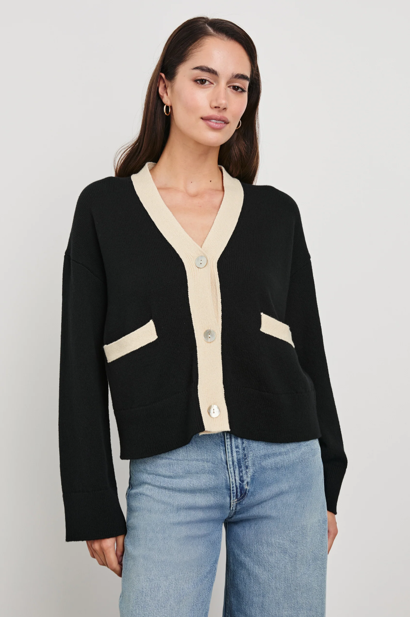 Geneva Cardigan - Black Ivory