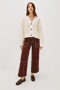 Geneva Cardigan - Ivory Patchwork Pointelle
