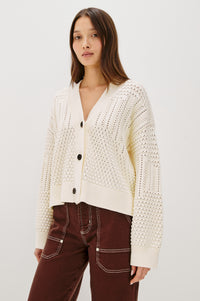 Geneva Cardigan - Ivory Patchwork Pointelle