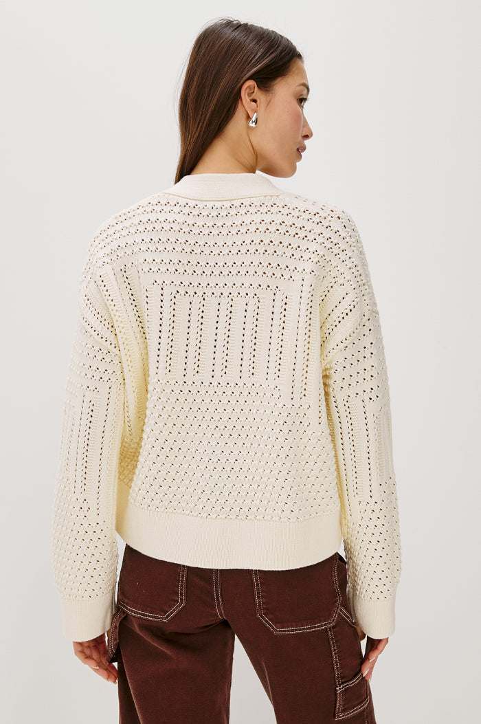 Geneva Cardigan - Ivory Patchwork Pointelle