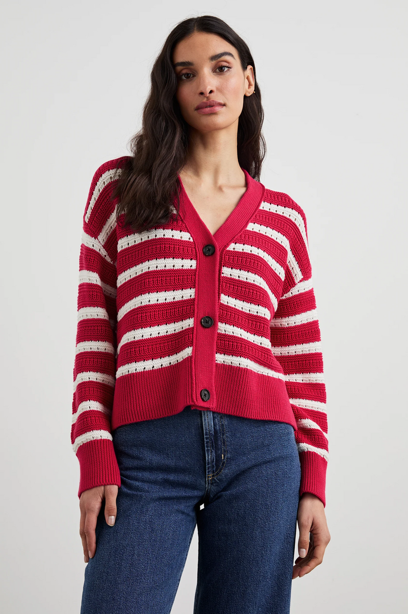 Geneva Cardigan - Pink Stripe