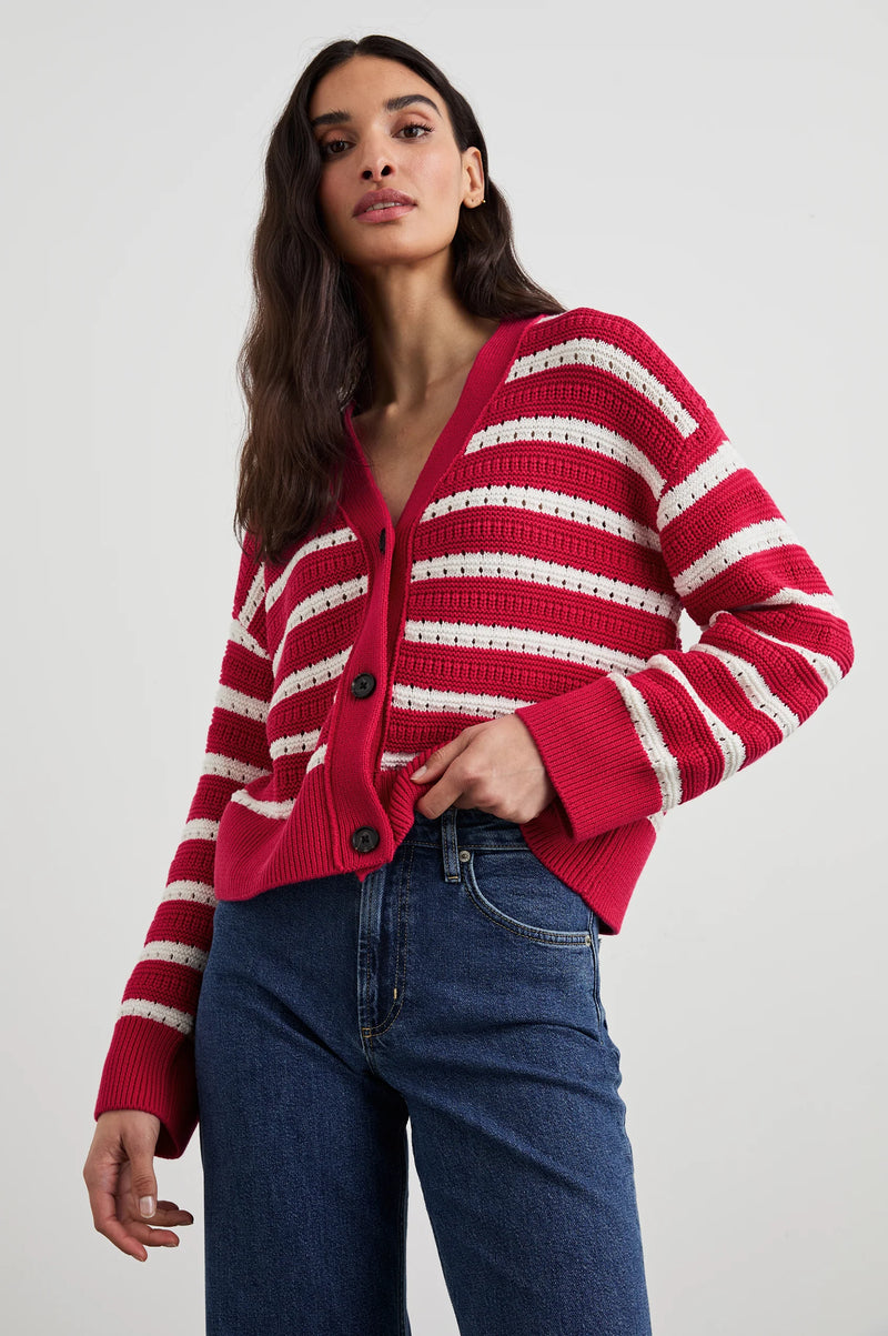 Geneva Cardigan - Pink Stripe