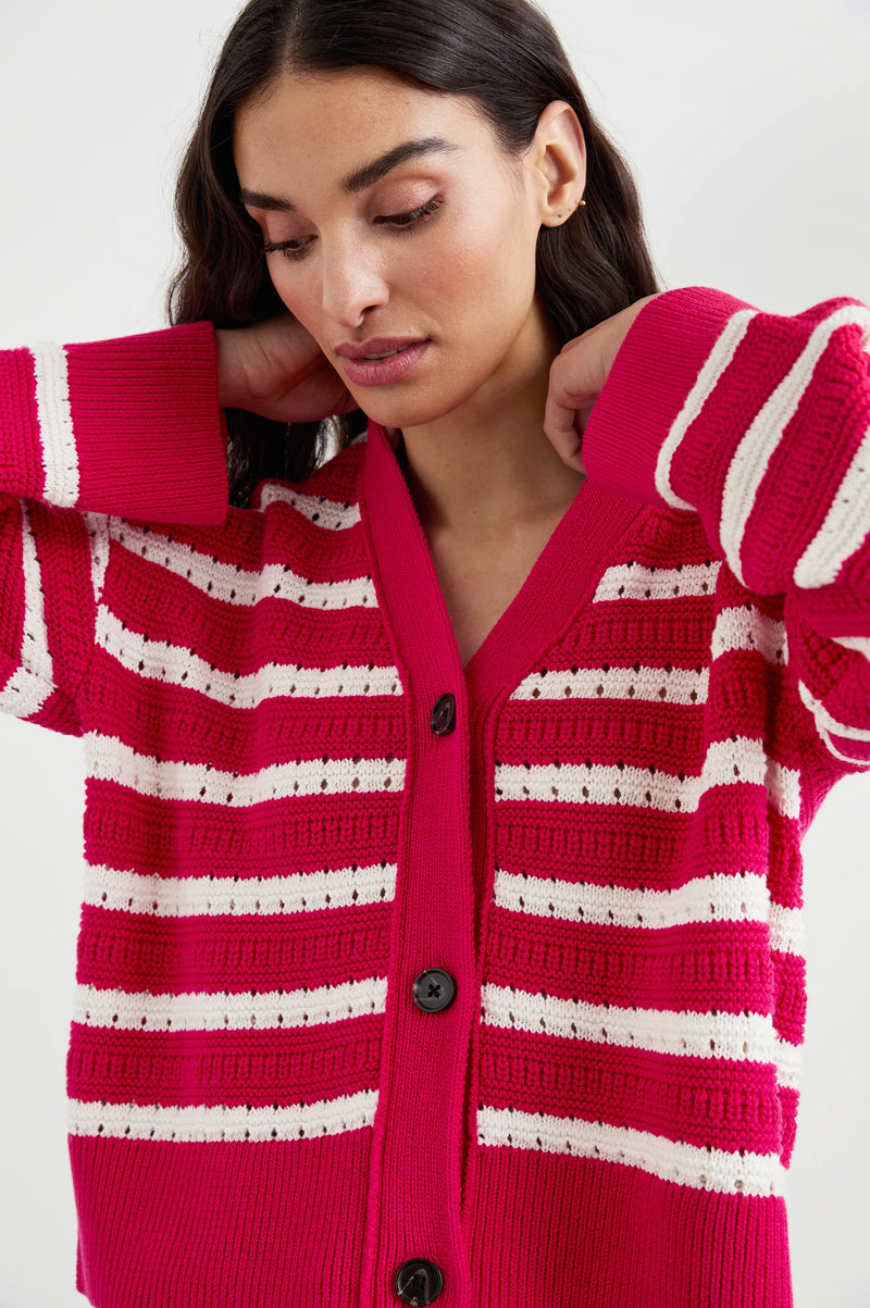 Geneva Cardigan - Pink Stripe