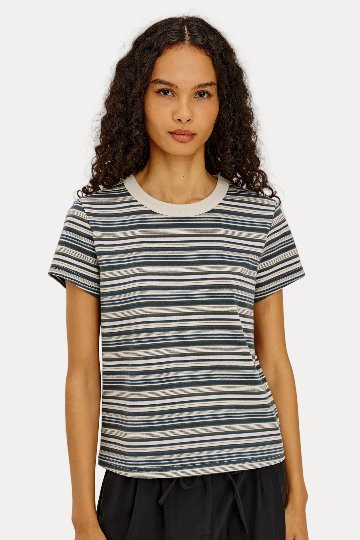 Girlfriend Tee - Coastal Pine Stripe