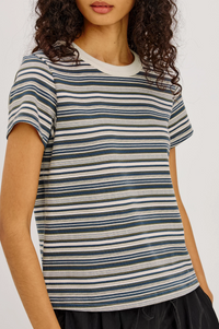 Girlfriend Tee - Coastal Pine Stripe